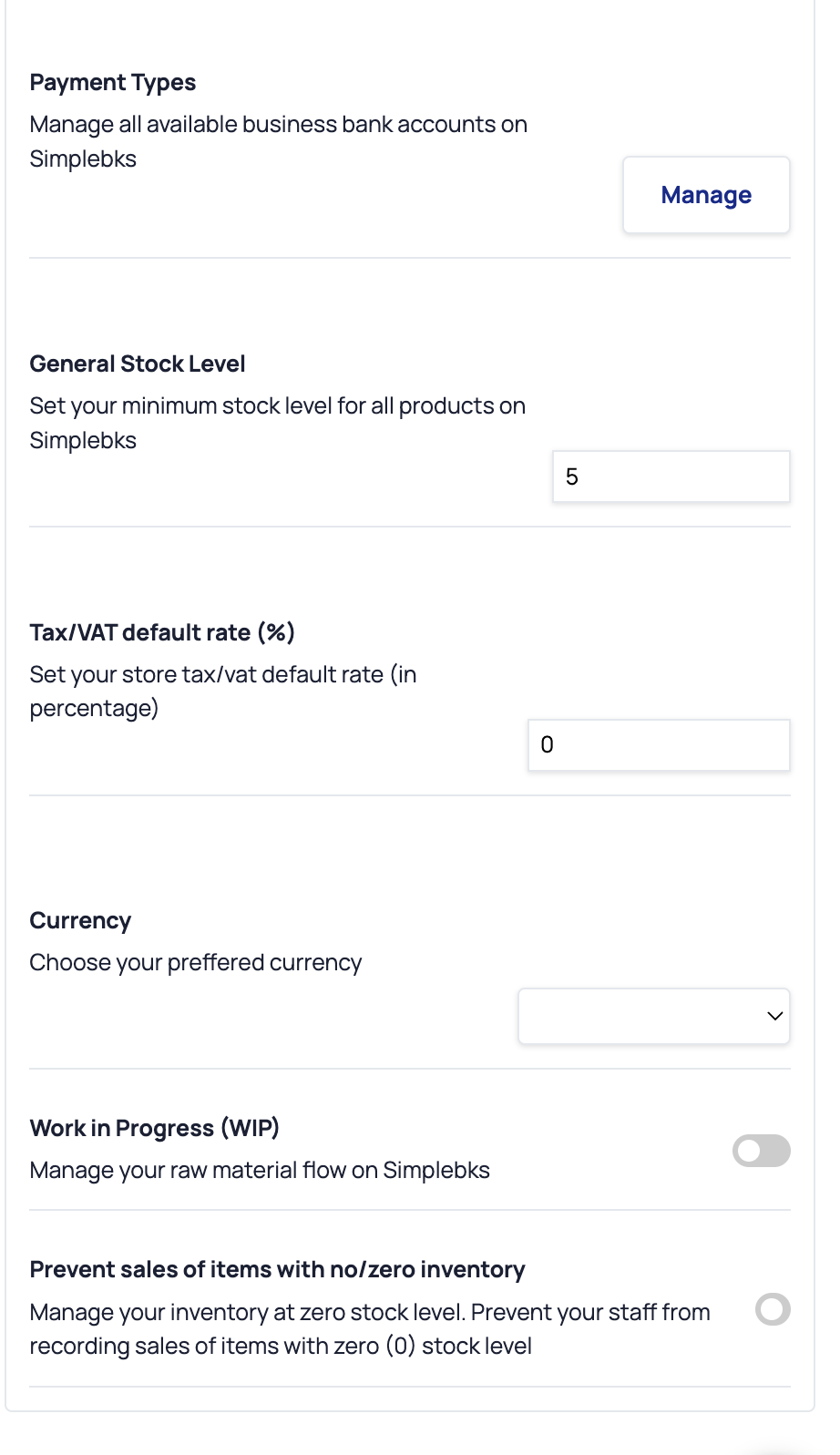Simplebks mobile screen showing AI-ready business dashboard